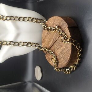 N3309 black lace grunge chain estate necklace